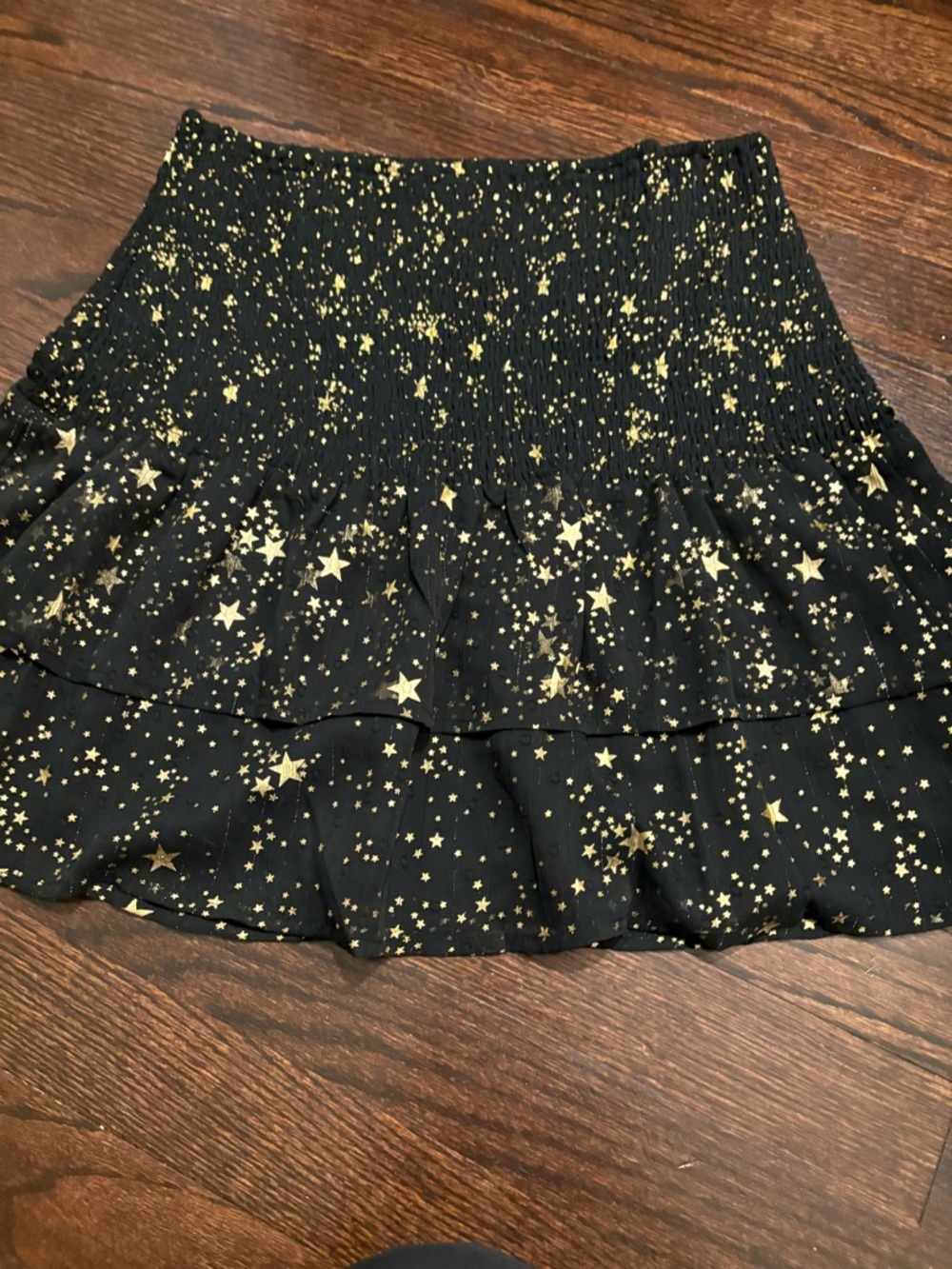 Aqua Black Mini Skirt with Gold Star Print